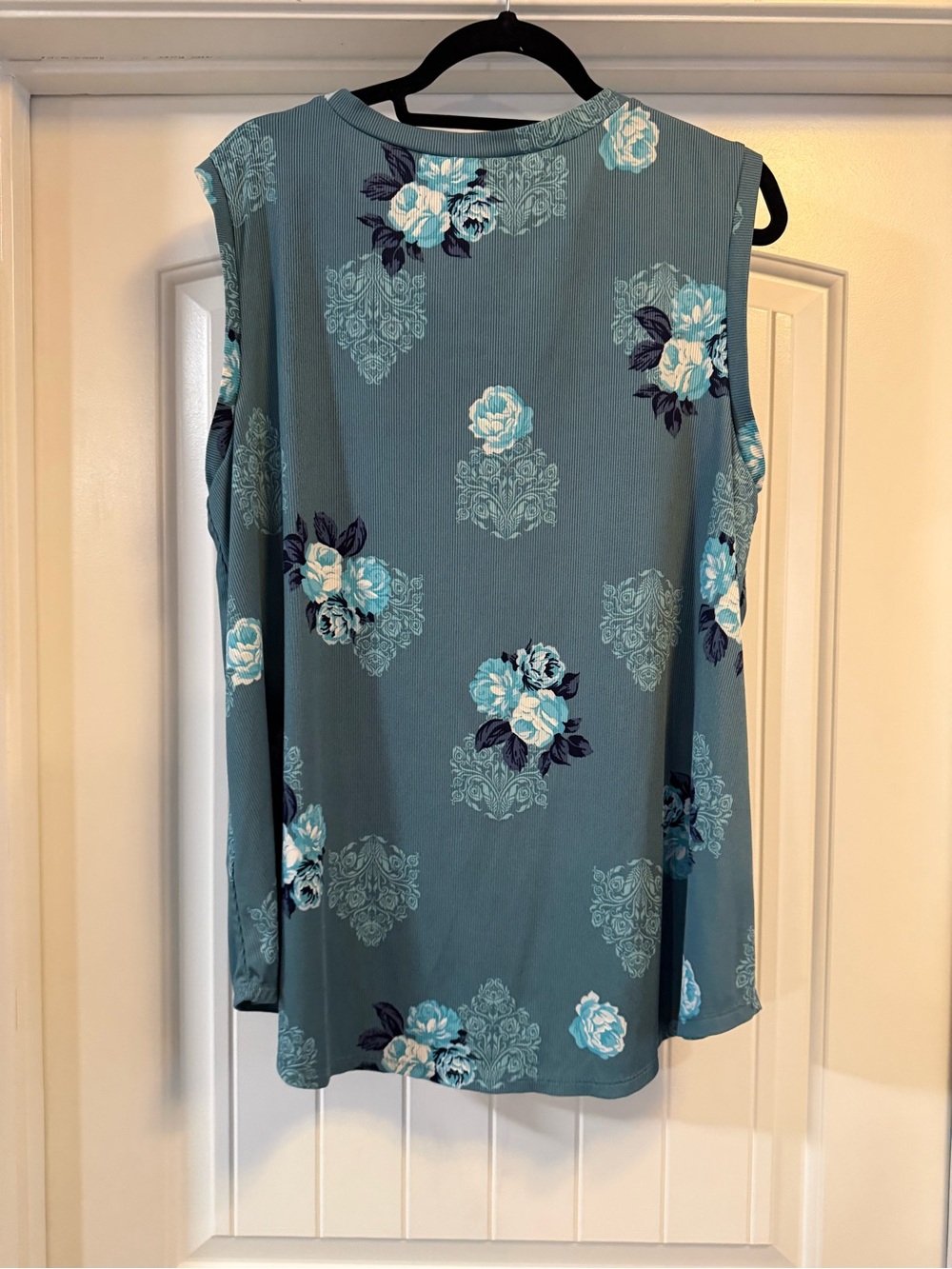 LuLaRoe Sleeveless Floral Tank in Teal Blue - Picture 4 of 4